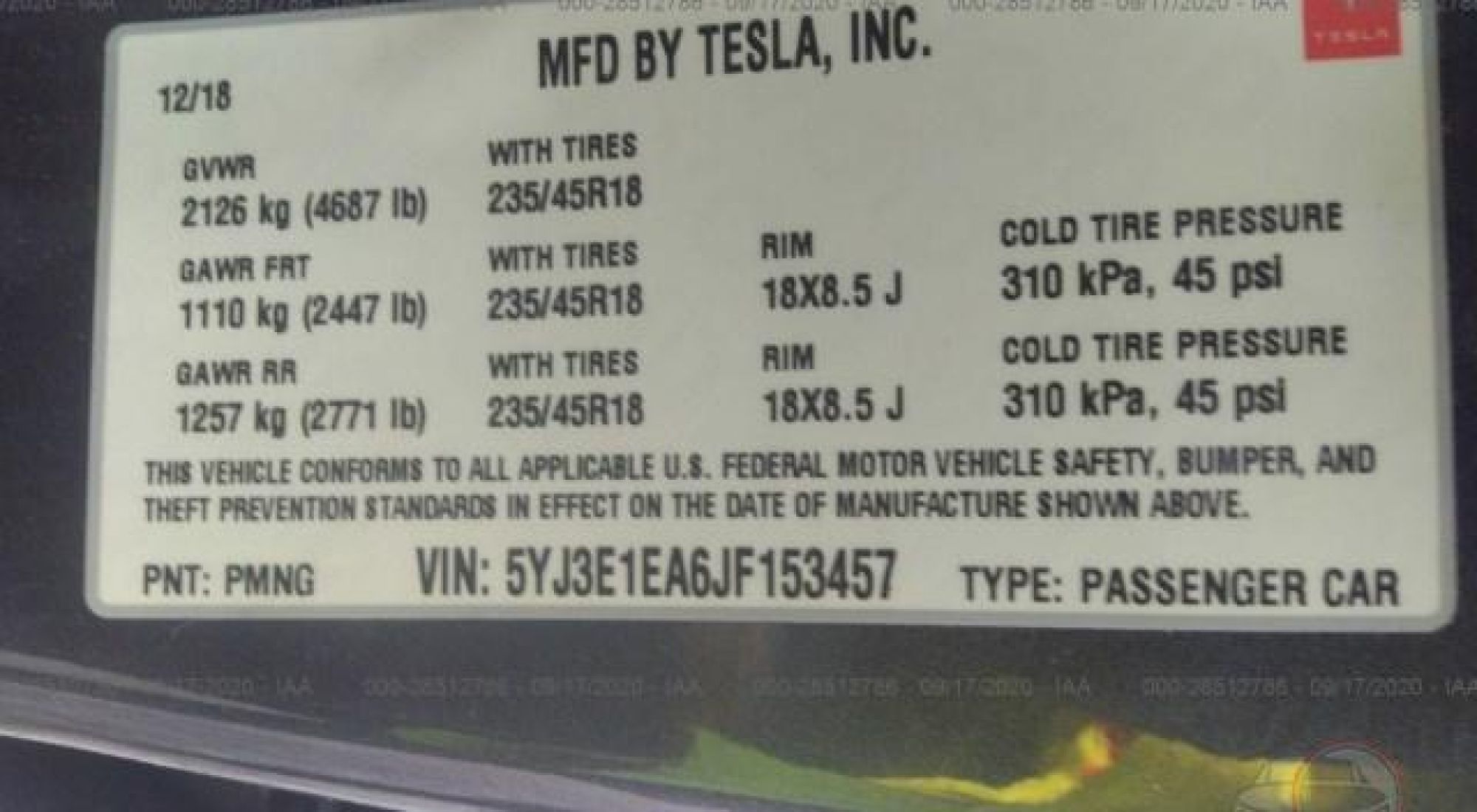 Tesla MODEL 3 Long range  RW